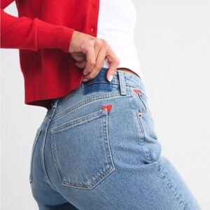 Abercrombie & Fitch Embroidered Heart High Rise Jeans